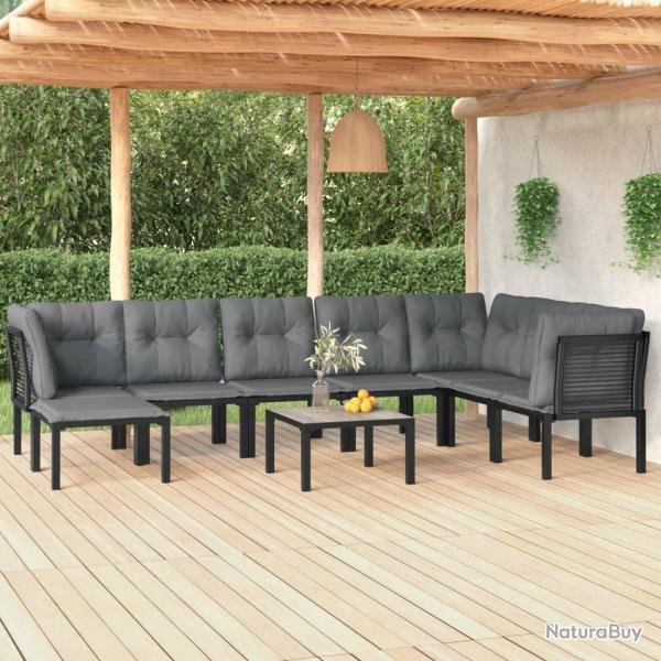Salon de jardin 9 pcs noir et gris r�sine tress�e alsavelo