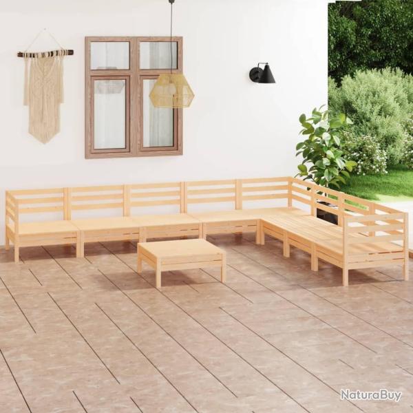 Salon de jardin 9 pcs Bois de pin massif alsavelo
