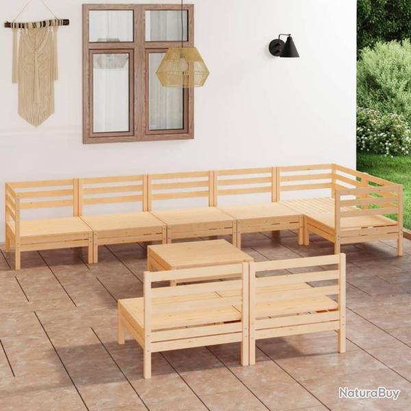 Salon de jardin 9 pcs Bois de pin massif alsavelo