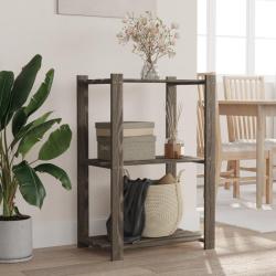 Support de rangement &agrave; 3 niveaux gris 60x38x90 cm bois de pin