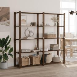 Support de rangement &agrave; 5 niveaux marron 170x38x170 cm bois pin