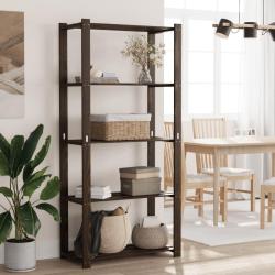 Support de rangement &agrave; 5 niveaux noir 80x38x170 cm bois pin