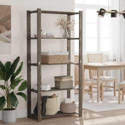 Support de rangement &agrave; 5 niveaux gris 80x38x170 cm bois de pin