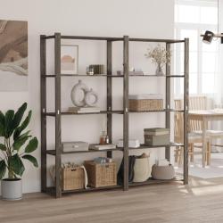 Support de rangement &agrave; 5 niveaux gris 170x38x170 cm bois de pin