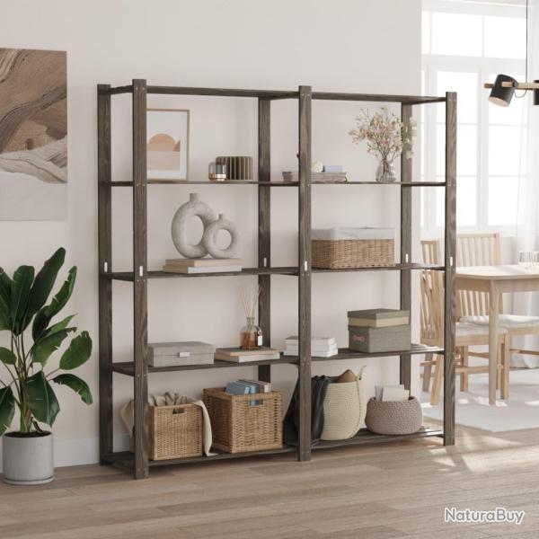 Support de rangement � 5 niveaux gris 170x38x170 cm bois de pin