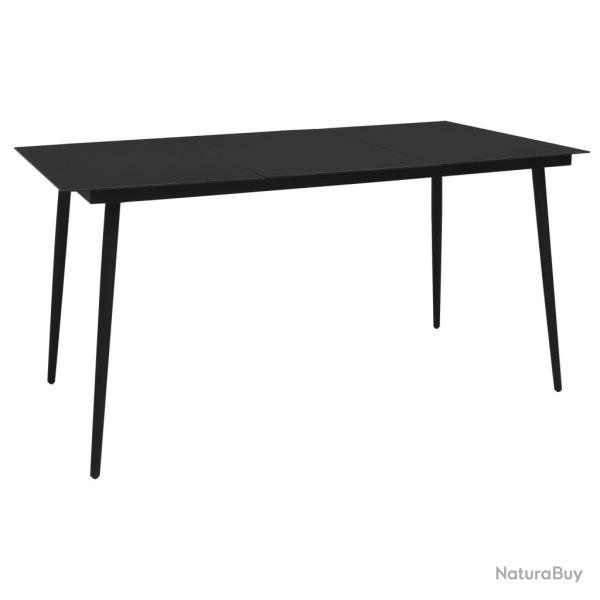 Table  dner de jardin Noir 150x80x74 cm Acier et verre alsavelo