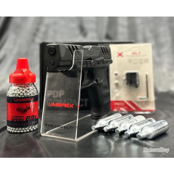 PACK LASER PR�T A TIRER PISTOLET WALTHER PDP COMPACT 4 CO2 CAL BB's BLOWBACK OR COMBO