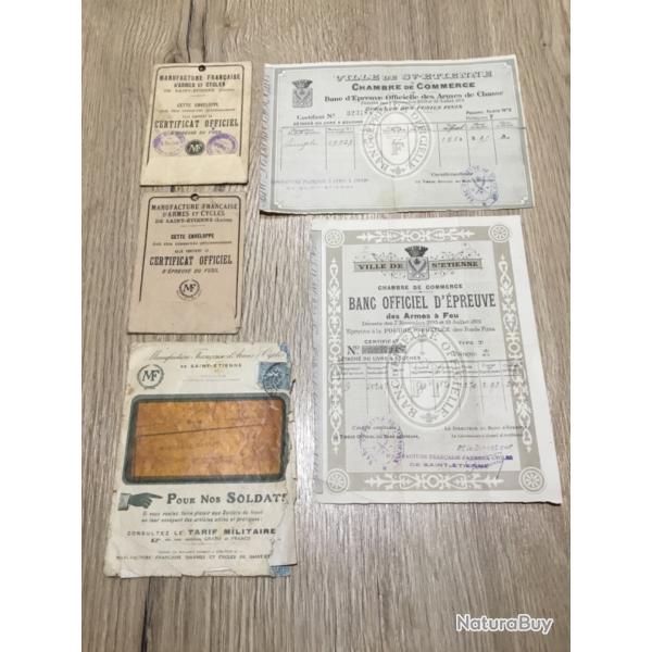RARES DOCUMENTS ANCIENS DE LA MANUFACTURE D'ARMES DE SAINT �TIENNE
