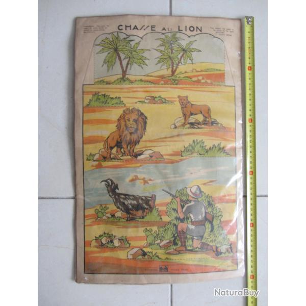 Affiche la chasse au lion - A. Capendu imagier 1920