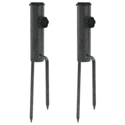 Support de parasol avec piquets 2 pcs 9x35 cm acier galvanis&eacute;