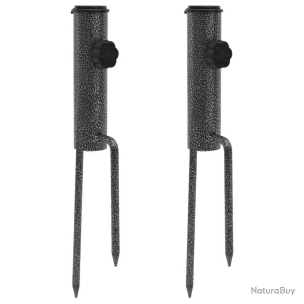 Support de parasol avec piquets 2 pcs 9x35 cm acier galvanis�