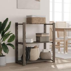 Support de rangement &agrave; 3 niveaux gris 80x38x90 cm bois de pin