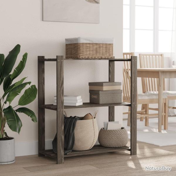Support de rangement � 3 niveaux gris 80x38x90 cm bois de pin