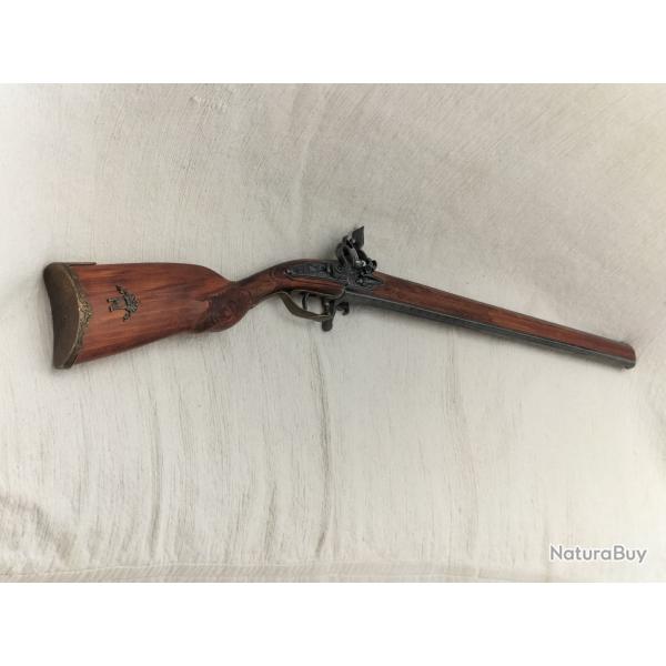 r�plique/reproduction fusil � silex LEPAGE double canon objet d�coration