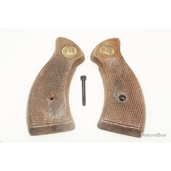 2 Plaquettes bois crosse d'origine R�volver RECK