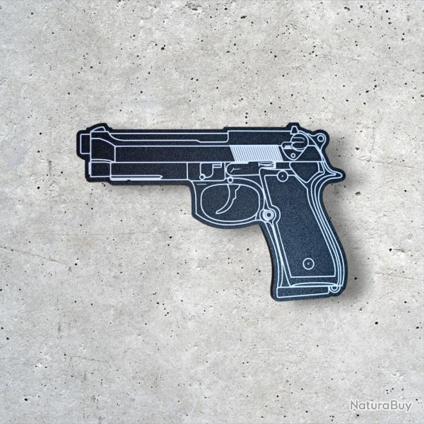 D�coration Murale Beretta 92 - Silhouette d'Arme Noir et Blanc - Fabriqu� en France
