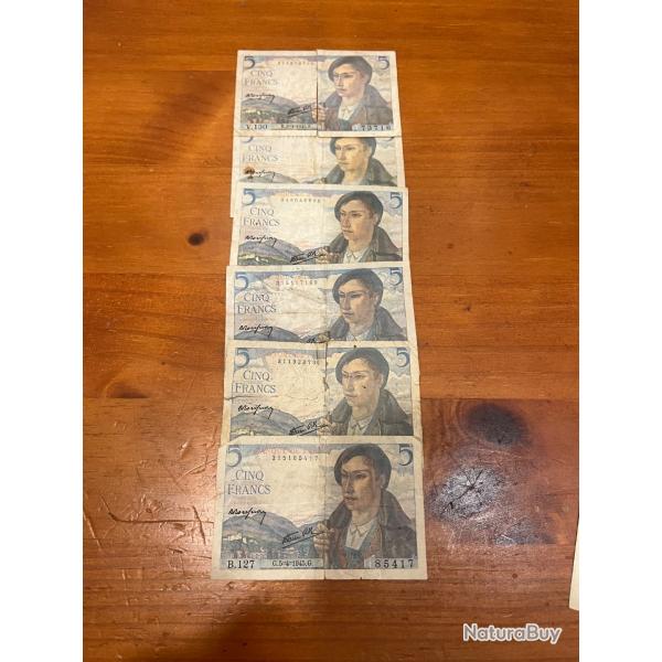 Lot billet de 5 francs jeune paysans