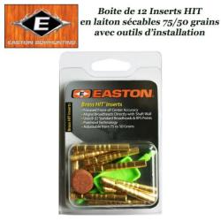 EASTON Inserts HIT lourds en laiton s&eacute;cables 75-50 grains pour tubes et fl&egrave;ches Axis 12 Pack
