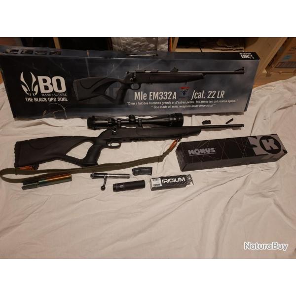 THE BLACK OPS SOUL 22Lr BO et lunette grossissement 2-7 -sangle protection culasse + bipied