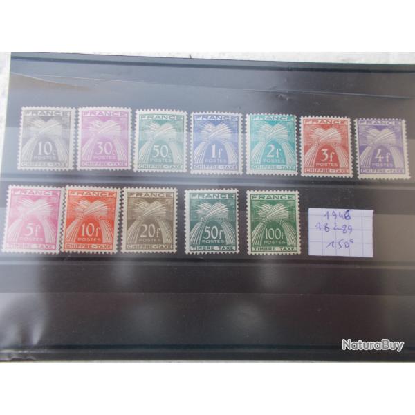 lot timbres taxes de 1946,n�18 � 89,valeur 150 yvert, euros,neuf super