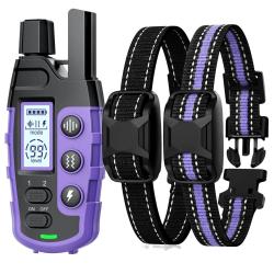 Double Colliers de Dressage Chiens Rechargeables Port&eacute;e 1100m &Eacute;tanches IP67 Bip Vibration Stimulatio