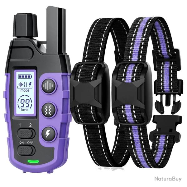 Double Colliers de Dressage Chiens Rechargeables Port�e 1100m �tanches IP67 Bip Vibration Stimulatio