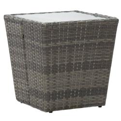 Table &agrave; th&eacute; Gris 41,5x41,5x43 cm R&eacute;sine tress&eacute;e et verre tremp&eacute;
