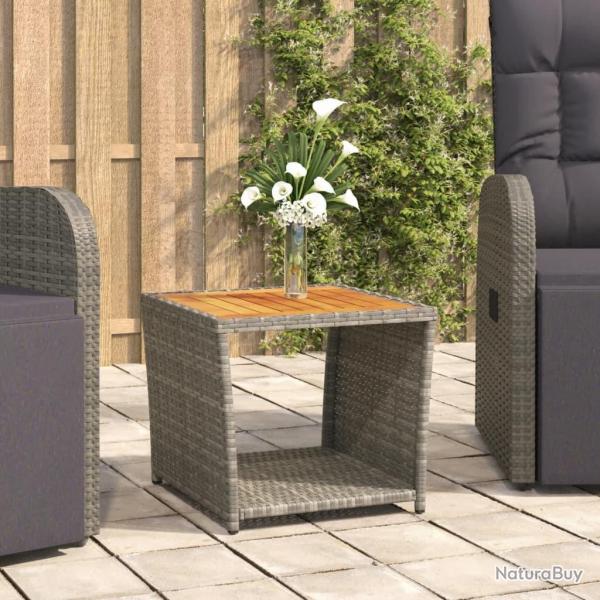 Table � th� et dessus en bois Gris R�sine tress�e Acacia massif
