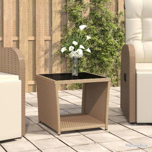Table � th� dessus en verre beige R�sine tress�e verre tremp�