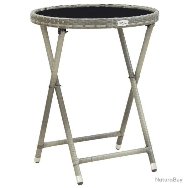 Table  th Gris 60 cm Rsine tresse et verre tremp alsavelo