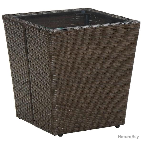 Table � th� Marron 41,5x41,5x44 cm R�sine tress�e verre tremp�
