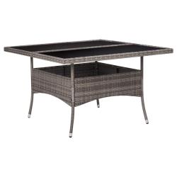 Table &agrave; manger d'ext&eacute;rieur Gris R&eacute;sine tress&eacute;e et verre