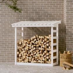 Support pour bois de chauffage Blanc 108x64,5x110cm Bois de pin alsavelo