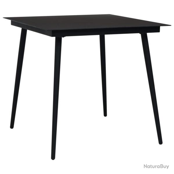 Table  dner de jardin Noir 80x80x74 cm Acier et verre alsavelo