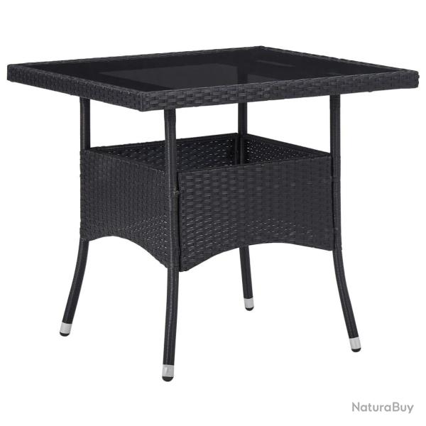 Table � d�ner d'ext�rieur Noir R�sine tress�e et verre