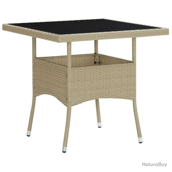 Table � d�ner d'ext�rieur Beige R�sine tress�e et verre