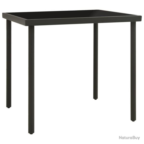 Table  dner d'extrieur Anthracite 80x80x72 cm Verre et acier alsavelo