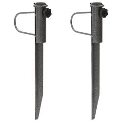 Supports de parasol avec piquets 2 pcs 19x42 cm acier galvanis&eacute;