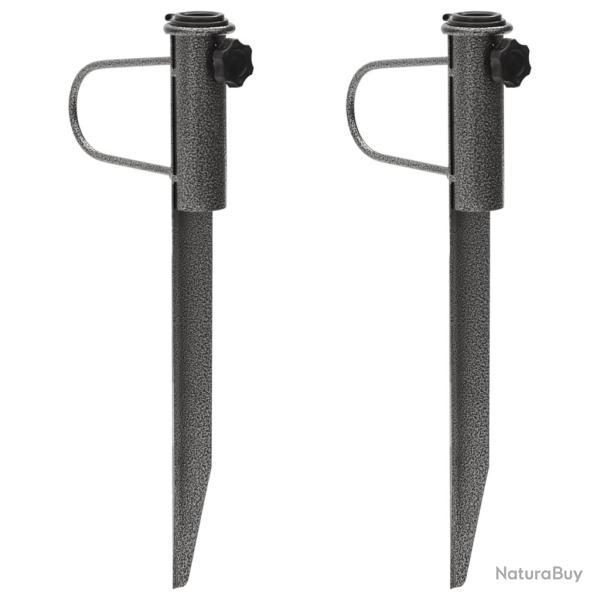 Supports de parasol avec piquets 2 pcs 19x42 cm acier galvanis�