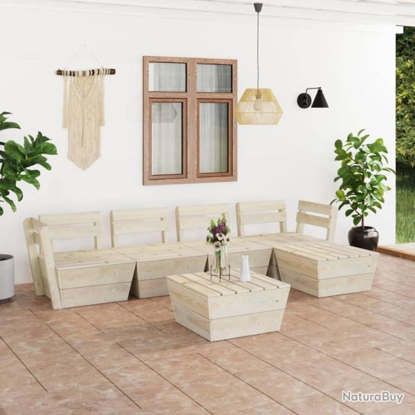 Salon de jardin palette 6 pcs Bois d'�pic�a impr�gn�