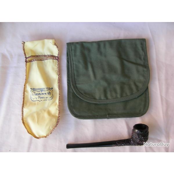 WW2 US LOT FUMEUR MILITAIRE AMRICAIN PIPE BLAGUE A TABAC TUI A PIPE NEUFS RFRENCS G.I. 39-45