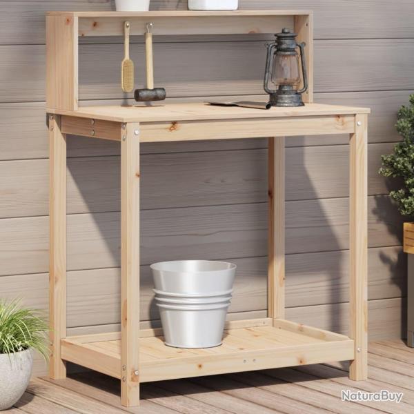 Table de rempotage et �tag�res 82,5x50x109,5 cm bois massif pin