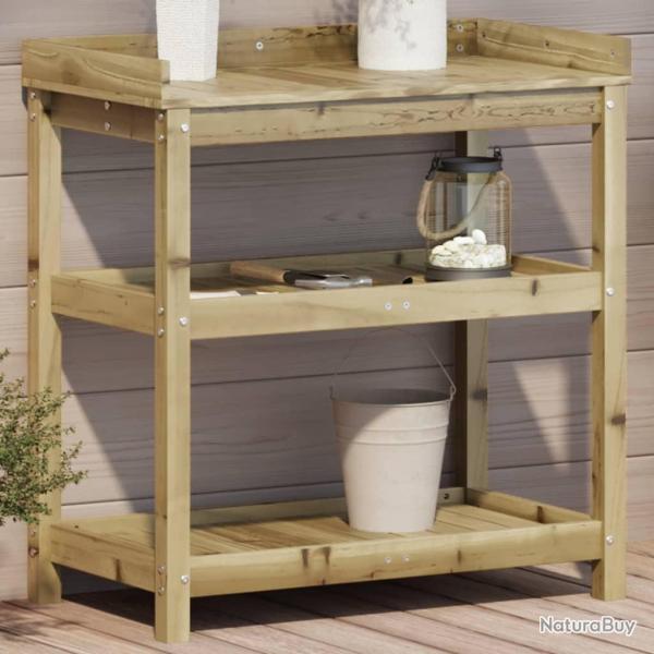 Table de rempotage et tagres 82,5x45x86,5cm bois pin imprgn alsavelo