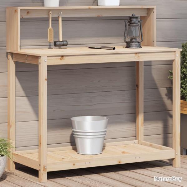 Table de rempotage et tagres 108x50x109,5 cm bois massif pin alsavelo
