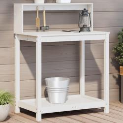 Table de rempotage avec &eacute;tag&egrave;res blanc bois massif de pin
