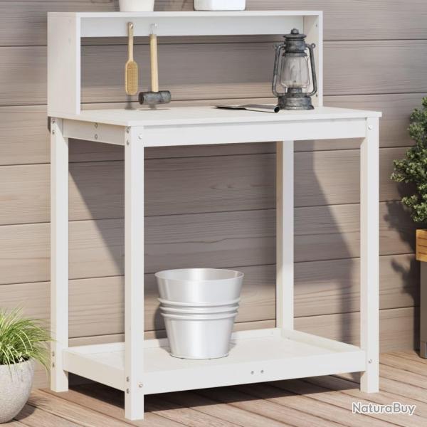 Table de rempotage avec �tag�res blanc bois massif de pin