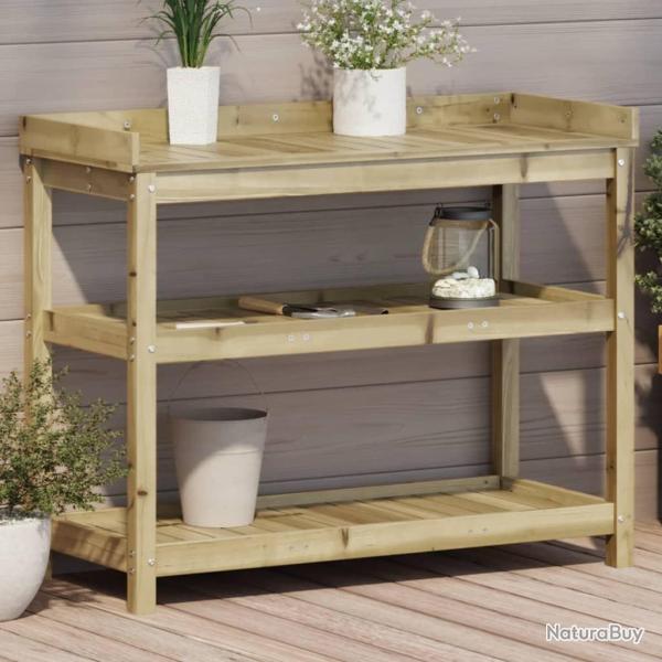 Table de rempotage avec �tag�res 108x45x86,5 cm bois massif pin