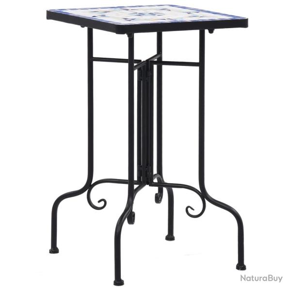 Table de bistro mosa�que bleu et blanc C�ramique