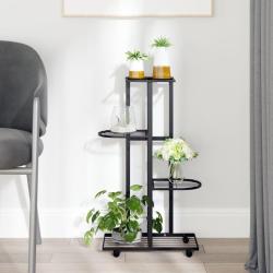 Jardini&egrave;re &agrave; 4 niveaux avec roues 44x23x80 cm Noir Fer