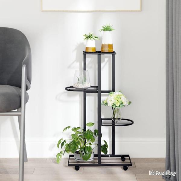 Jardini�re � 4 niveaux avec roues 44x23x80 cm Noir Fer